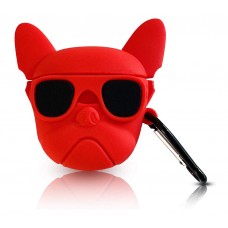 Чехол для Airpods Pro Silicon case с карабином Bulldog Red