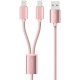 Кабель Rock 2 in 1 charging cable w/ersion B/USBA TO lightning+micro/ 1,2M Rose Gold