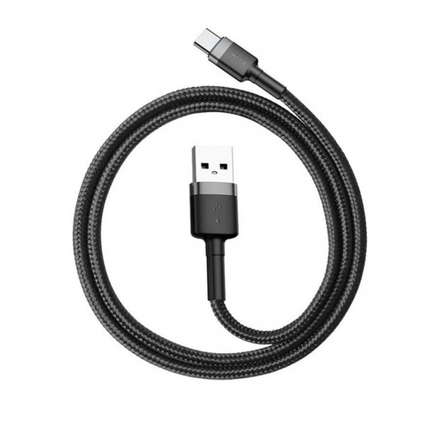 Кабель Baseus Сafule Cable USB For Type-C 2A 2M Gray+Black (CATKLF-CG1)
