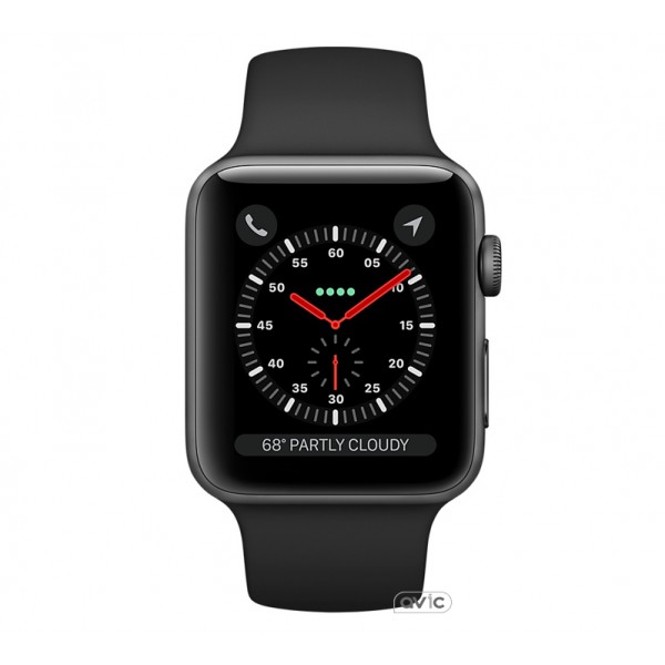 Apple Watch Series 3 (GPS) 42mm Space Gray Aluminum w. Black Sport B. - Space Gray (MQL12)