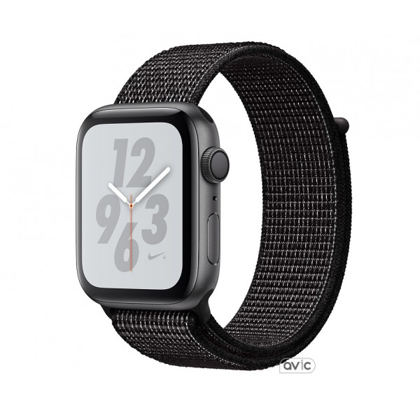 Apple Watch Nike+ Series 4 (GPS+Cellular) 44mm Space Gray Aluminum Case with Black Nike Sport Loop (MTXL2)