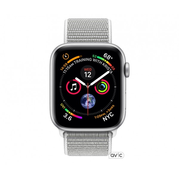 Apple Watch Series 4 (GPS + Cellular) 44mm Silver Aluminum Case with Seashell Sport Loop (MTUV2)