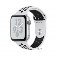 Apple Watch Nike+ Series 4 (GPS + Cellular) 44mm Silver Aluminum Case with Pure Platinum Black Nike Sport Band (MTXC2)