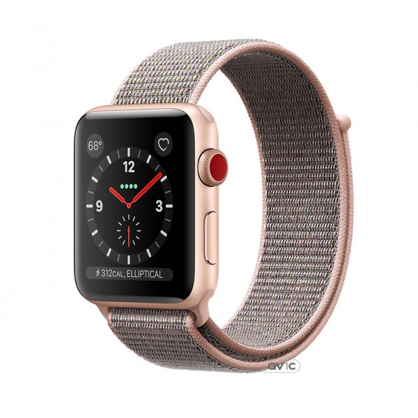 Apple Watch Series 3 (GPS + Cellular) 42mm Gold Aluminum w. Pink Sand Sport L. (MQK72)