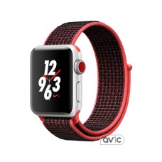 Apple Watch Series 3 Nike+ (GPS+LTE) 42mm Silver Aluminum Case with Bright Crimson/Black Sport Loop (MQMG2)