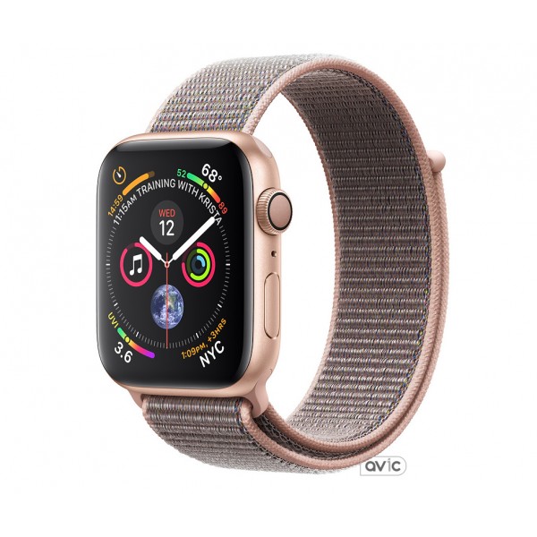 Apple Watch Series 4 (GPS + Cellular) 44mm Gold Aluminum Case with Pink Sand Sport Loop (MTV12, MTVX2)
