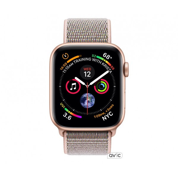 Apple Watch Series 4 (GPS + Cellular) 44mm Gold Aluminum Case with Pink Sand Sport Loop (MTV12, MTVX2)