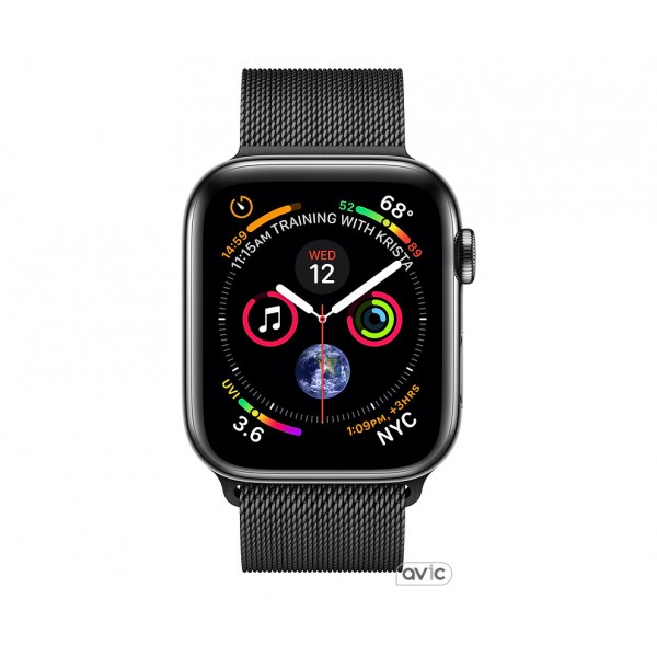 Apple Watch Series 4 (GPS + Cellular) 44mm Space Black Stainless Steel Case with Space Black Milanese Loop (MTV62)