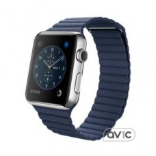 Apple Watch 42mm Stainless Steel Case with Midnight Blue Leather Loop (MLFD2) Large