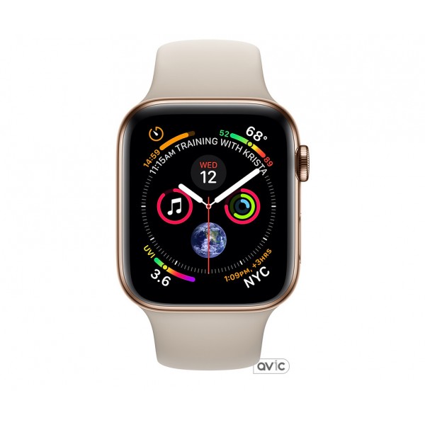 Apple Watch Series 4 (GPS + Cellular) 40mm Gold Stainless Steel Case with Stone Sport Band (MTUR2)