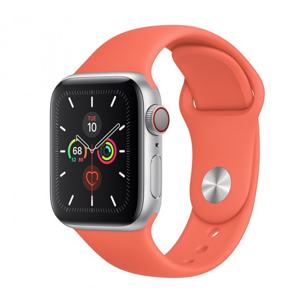 Apple Watch Series 5 (GPS+CELLULAR) 44mm Silver Aluminum Case with Sport Band Clementine