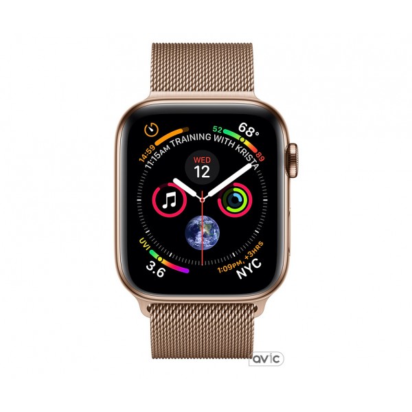 Apple Watch Series 4 (GPS + Cellular) 44mm Gold Stainless Steel Case with Gold Milanese Loop (MTV82, MTX52)
