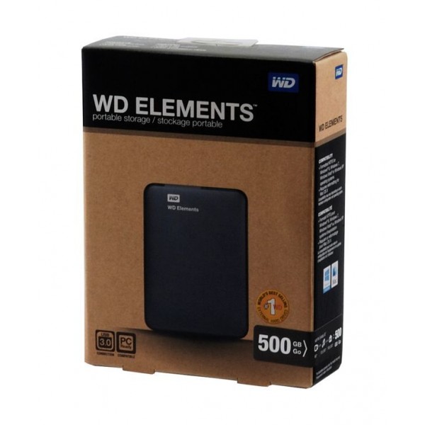 Внешний накопитель 2.5 USB 500Gb WD Elements Portable (WDBUZG5000ABK-WESN)