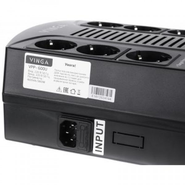 ИБП Vinga 600VA-PU, 2USB*5V /1A (VPP-600U)