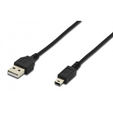 Кабель Digitus USB 2.0 (AM/miniB 5pin) 1.8m, black (AK-300130-018-S)