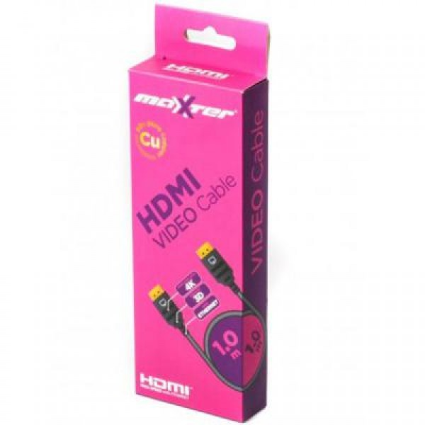 Кабель мультимедийный HDMI to HDMI 1.0m Maxxter (VB-HDMI4-1M)