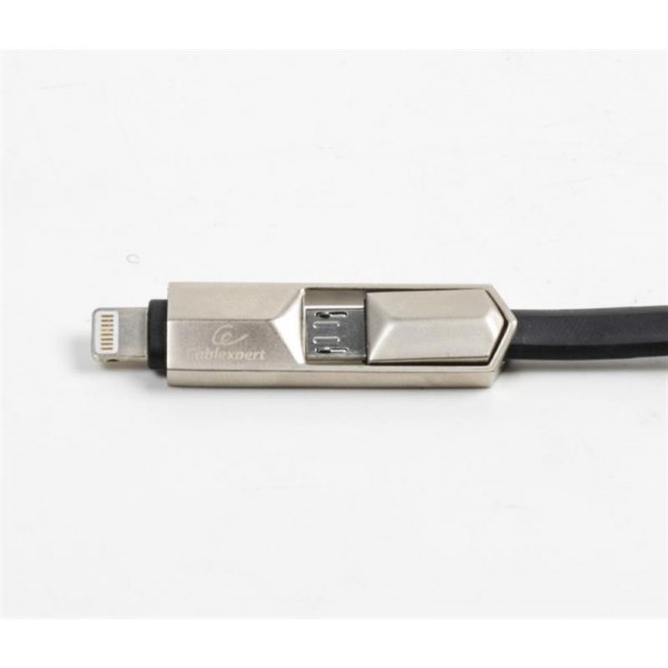 Кабель Cablexpert (CCPB-ML-USB-05BK) USB 2.0 BM - Lightning + microUSB, премиум, плоский, 1м, черный