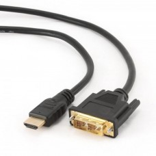 Кабель мультимедийный HDMI to DVI 24+1pin M, 0.5m Cablexpert (CC-HDMI-DVI-0.5M)