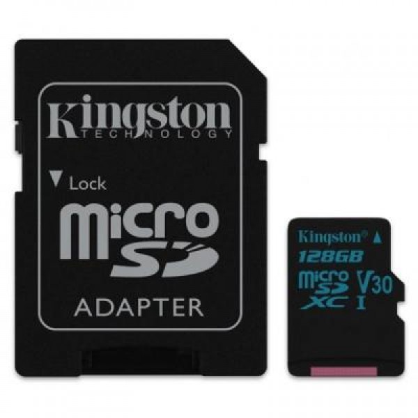Карта памяти Kingston 128GB microSD class 10 UHS-I U3 Canvas Go (SDCG2/128GB)