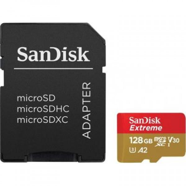 Карта памяти SanDisk 128GB microSDXC class 10 UHS-I U3 A2 Extreme Pro V30 (SDSQXA1-128G-GN6MA)