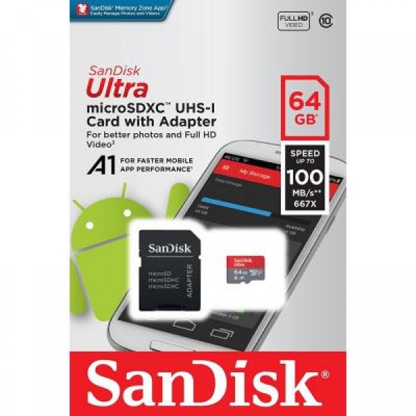 Карта памяти SanDisk 64GB microSDXC class 10 UHS-I A1 Ultra (SDSQUAR-064G-GN6TA)