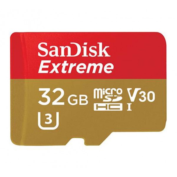 Карта памяти SanDisk 32 GB microSDHC UHS-I U3 Extreme Action A1+SD Adapter SDSQXAF-032G-GN6AA