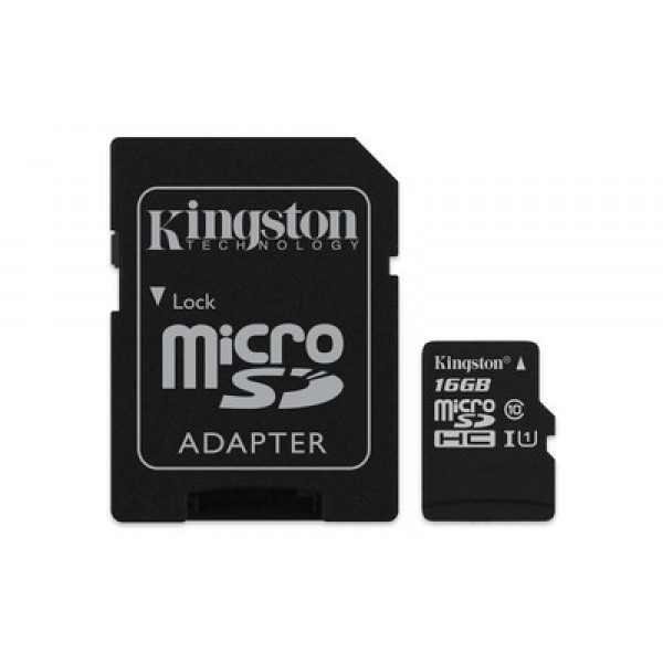 Карта памяти Kingston 16GB microSDHC class 10 UHS-I Canvas Select + SD-адаптер (SDCS/16GB)