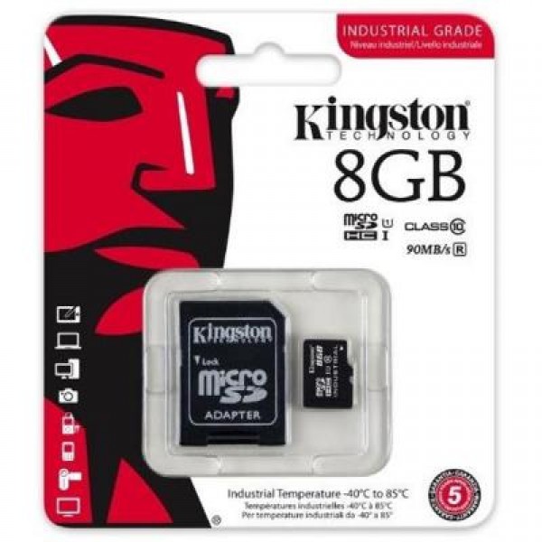Карта памяти Kingston 8GB microSD class 10 UHS-I Industrial (SDCIT/8GB)
