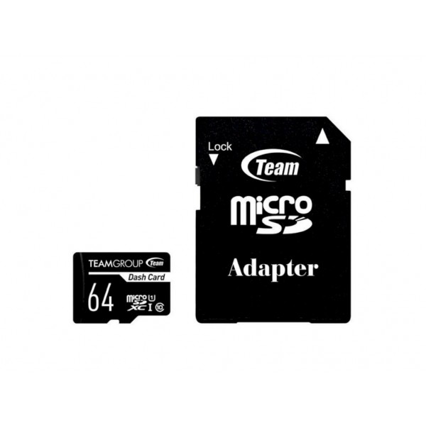 Карта памяти TEAM 64 GB microSDXC Class 10 UHS-I Dash Card + SD Adapter TDUSDX64GUHS03