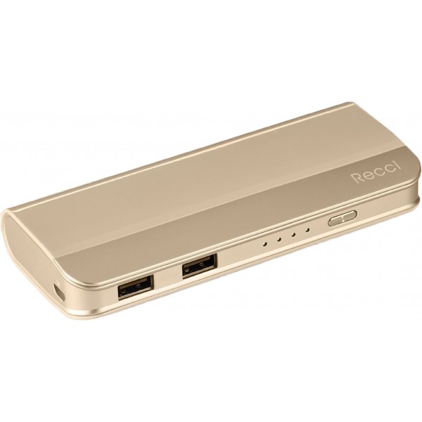 Power Bank Recci RE-10000 Elegant Power IQ 1A/2,1А Li-Pol 10000 mAh Gold