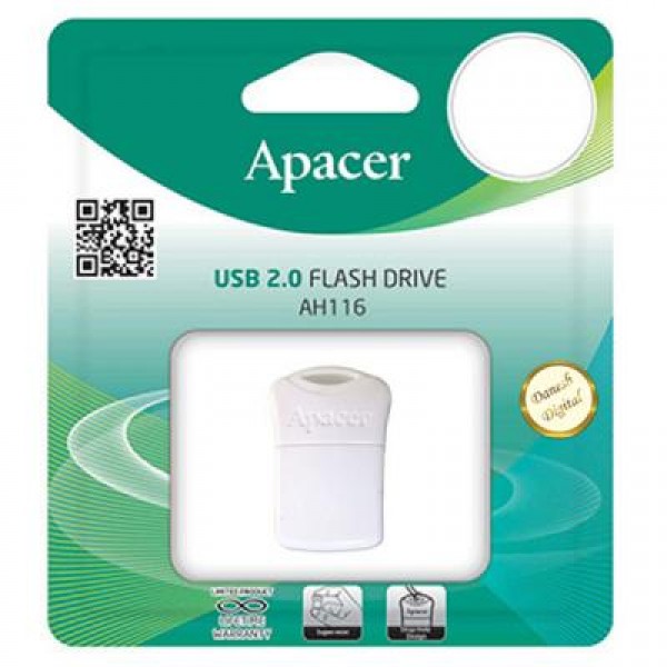 Флешка Apacer 8GB AH116 White USB 2.0 (AP8GAH116W-1)