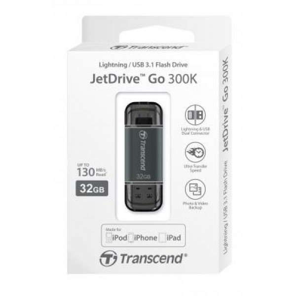 Флешка Transcend 32GB JetDrive Go 300 Black USB 3.1 (TS32GJDG300K)