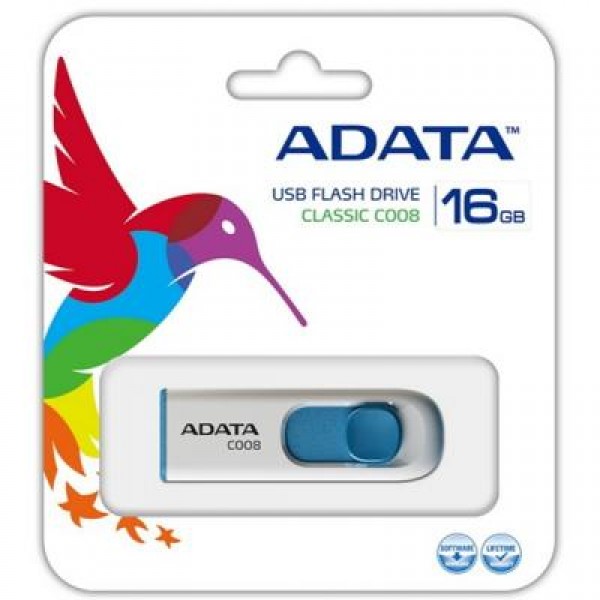 Флешка A-DATA 16GB C008 White USB 2.0 (AC008-16G-RWE)