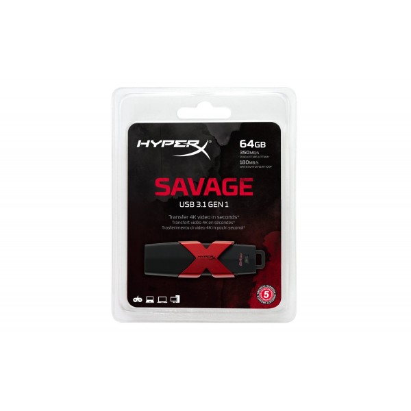 Флешка USB3.1 64GB Kingston HyperX Savage (HXS3/64GB)