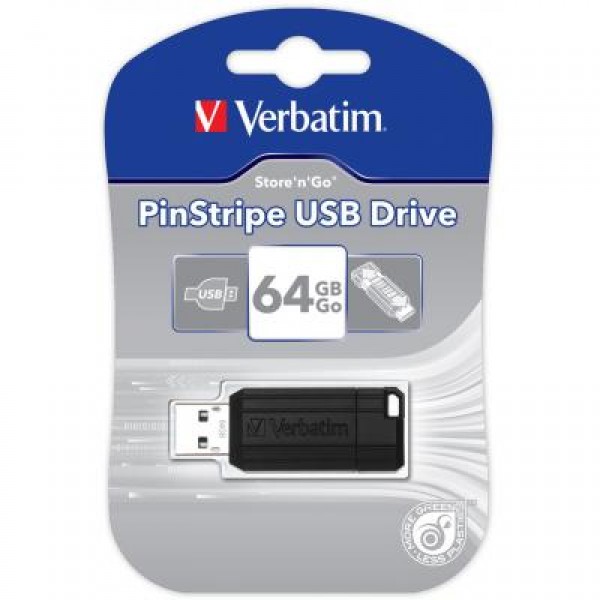 Флешка Verbatim 64GB Store n Go PinStripe Black USB 2.0 (49065)