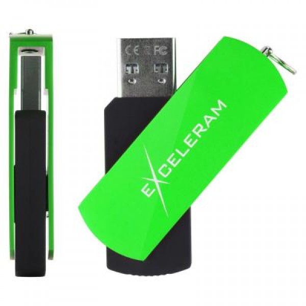 Флешка eXceleram 64GB P2 Series Green/Black USB 2.0 (EXP2U2GRB64)