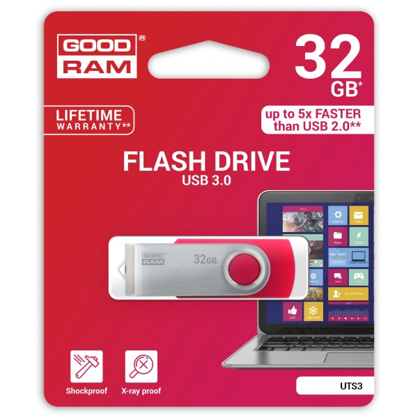 Флешка USB3.0 32GB GOODRAM UTS3 (Twister) Red (UTS3-0320R0R11)