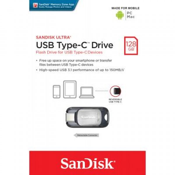 Флешка SANDISK 128GB Ultra USB 3.0/Type-C (SDCZ450-128G-G46)