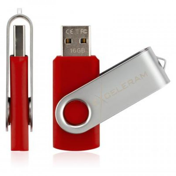 Флешка eXceleram 16GB P1 Series Silver/Red USB 2.0 (EXP1U2SIRE16)