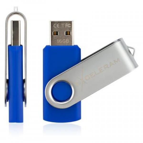 Флешка eXceleram 16GB P1 Series Silver/Blue USB 2.0 (EXP1U2SIBL16)