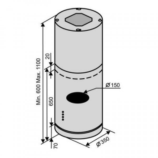 Вытяжка Ventolux ISOLA CILINDRO 1200