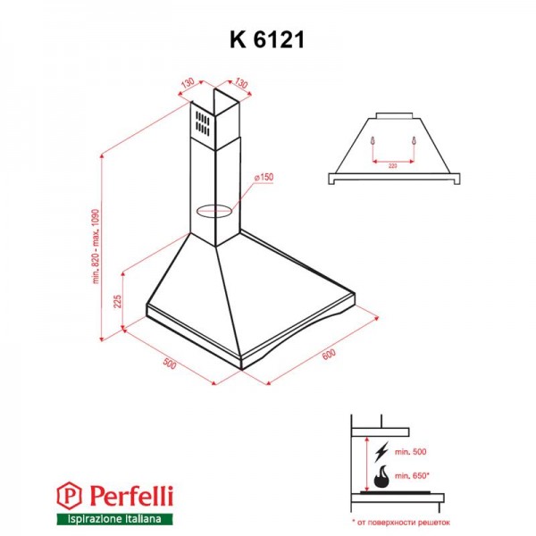 Вытяжка Perfelli K 6121 BL Wood