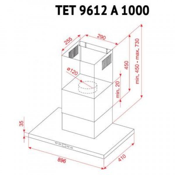 Вытяжка Perfelli TET 9612 A 1000 BL LED