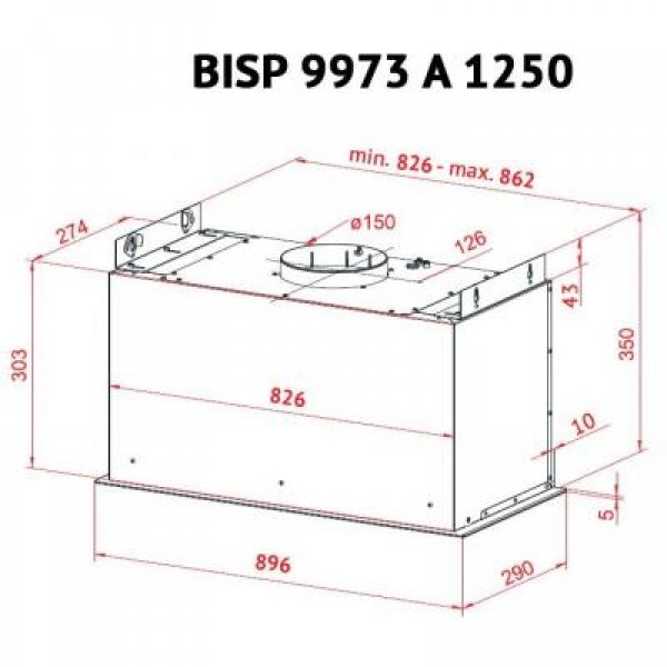 Вытяжка Perfelli BISP 9973 A 1250 BL LED Strip