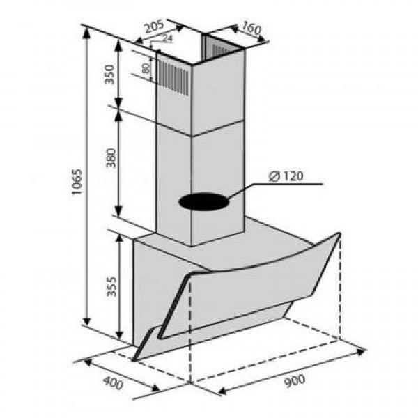 Вытяжка Ventolux WAVE 90 WH (1000) TRC IT