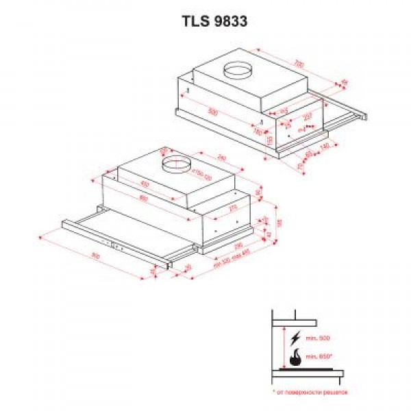 Вытяжка Perfelli TLS 9833 BL LED STRIPE