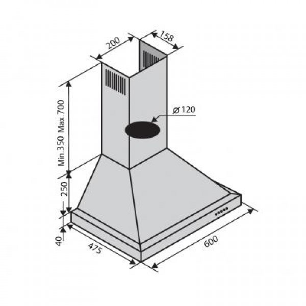 Вытяжка Ventolux LAZIO 60 Inox (750)