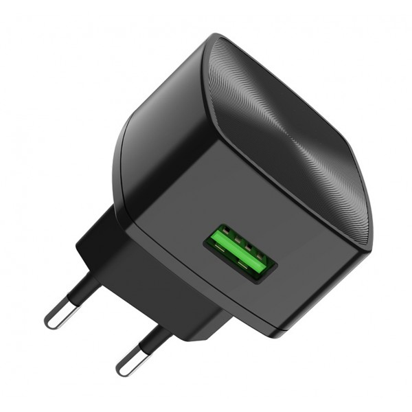 Сетевое зарядное устройство Hoco C70A Cutting-edge single port QC3.0 charger set(Type-C)(EU) Black