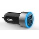 Автомобильное зарядное устройство TOTO TZR-05 Led Car charger 2USB 3,1A Black/Blue