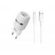 Сетевое зарядное устройство Hoco C41A Charger + Cable (Lightning) 2.4A 2USB White